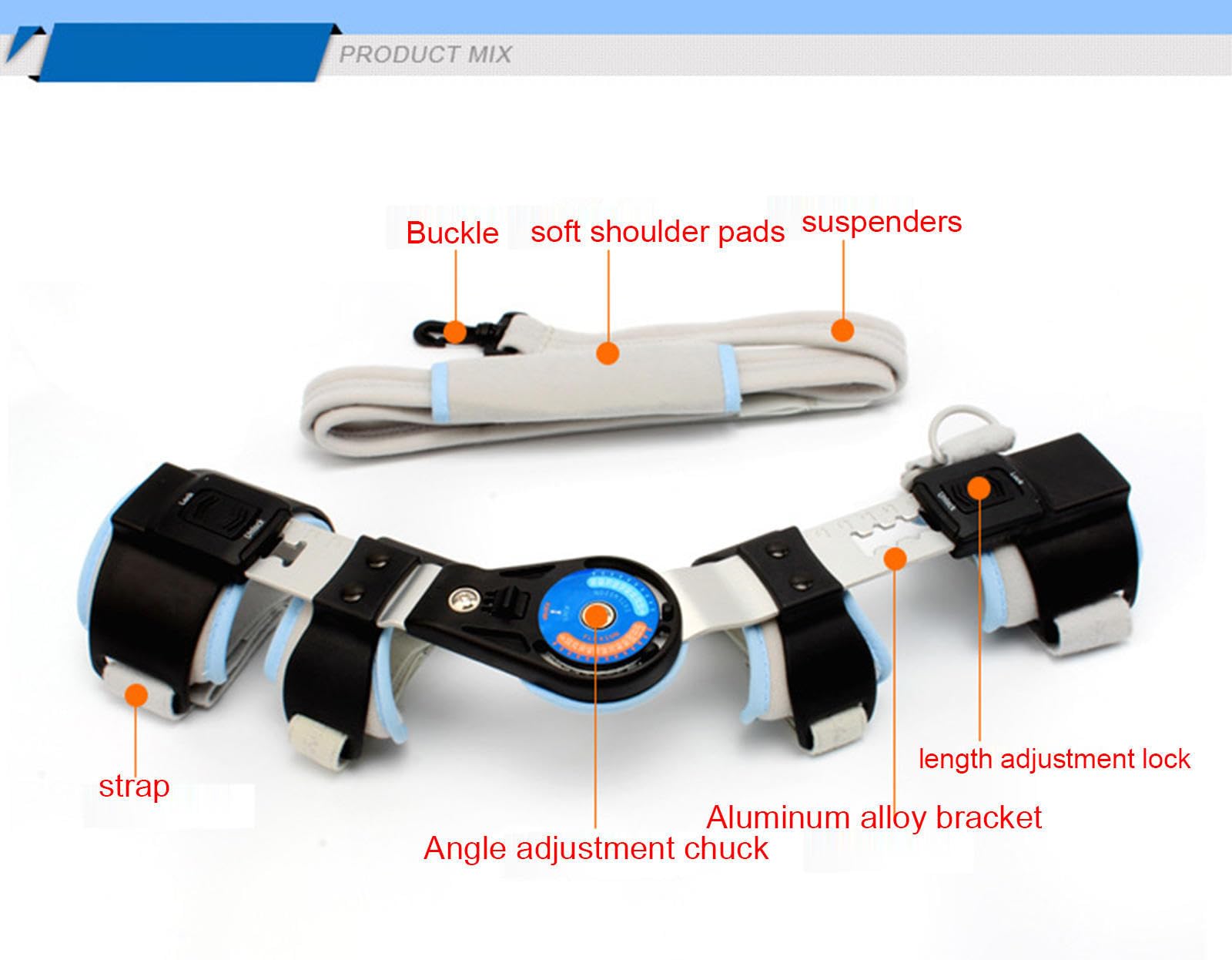 VIDECOR Soporte de Codo con Bisagra Ajustable, Soporte de Fijación de Fractura de Brazo con Cabestrillo, Soporte de Aleación de Aluminio Reforzado, para Fracturas,