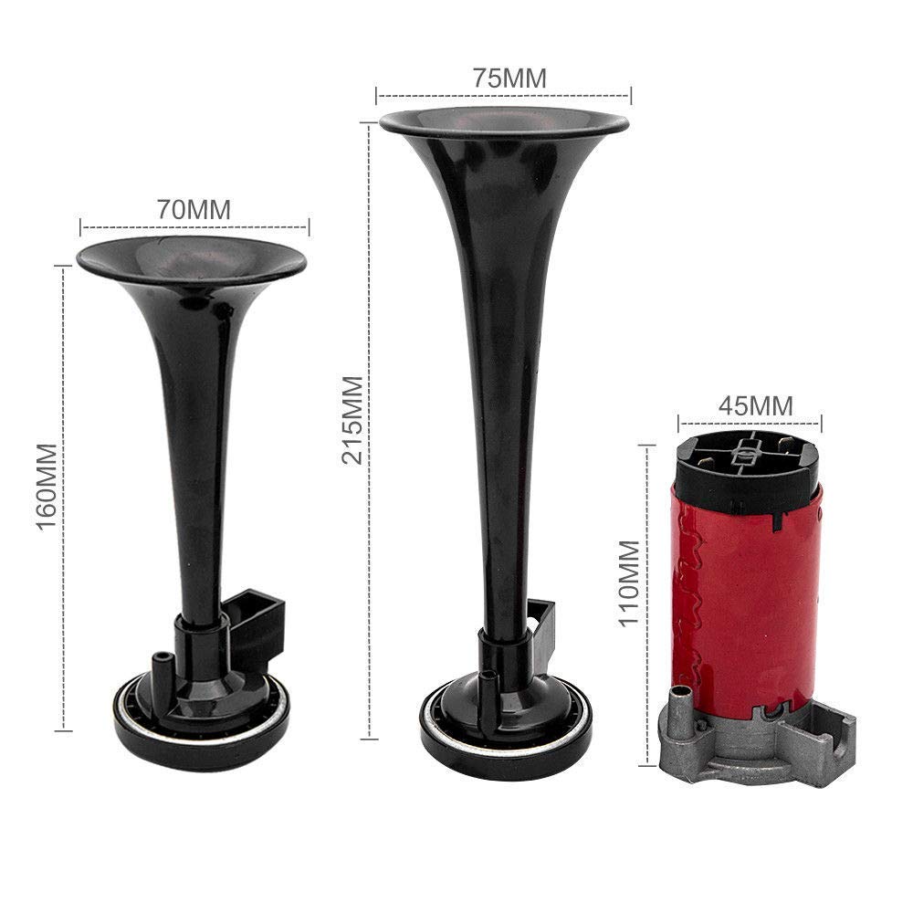 Riloer Dual Trumpet Air Hupe 12 V 178 dB Dual Tone Autohupe Kit Super lauter Zugsound Universelle elektrische Pumpe