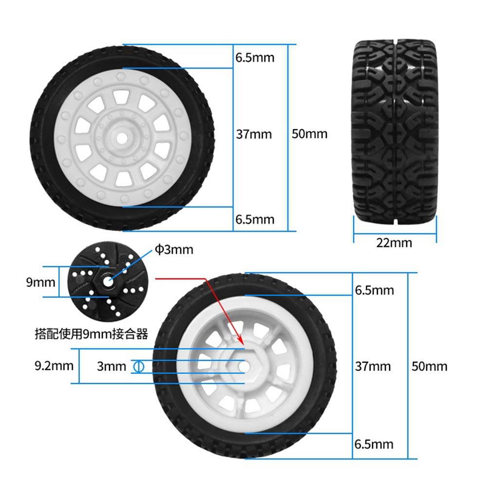 Jufjsfy Lot de 4 pneus de roue de voiture RC pour SG 1603 SG 1604 SG1603 SG1604 1/16 RC Pièces de rechange Accessoires