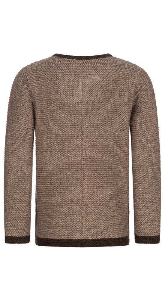 Nübler Trachtenstrickjacke Kinder - Strickjacke Kinder im Landhausstil, gerader Schnitt mit Knöpfen in Hirschhornoptik - Moderne bayrische Tracht, Ignaz Bua, Braun Braun