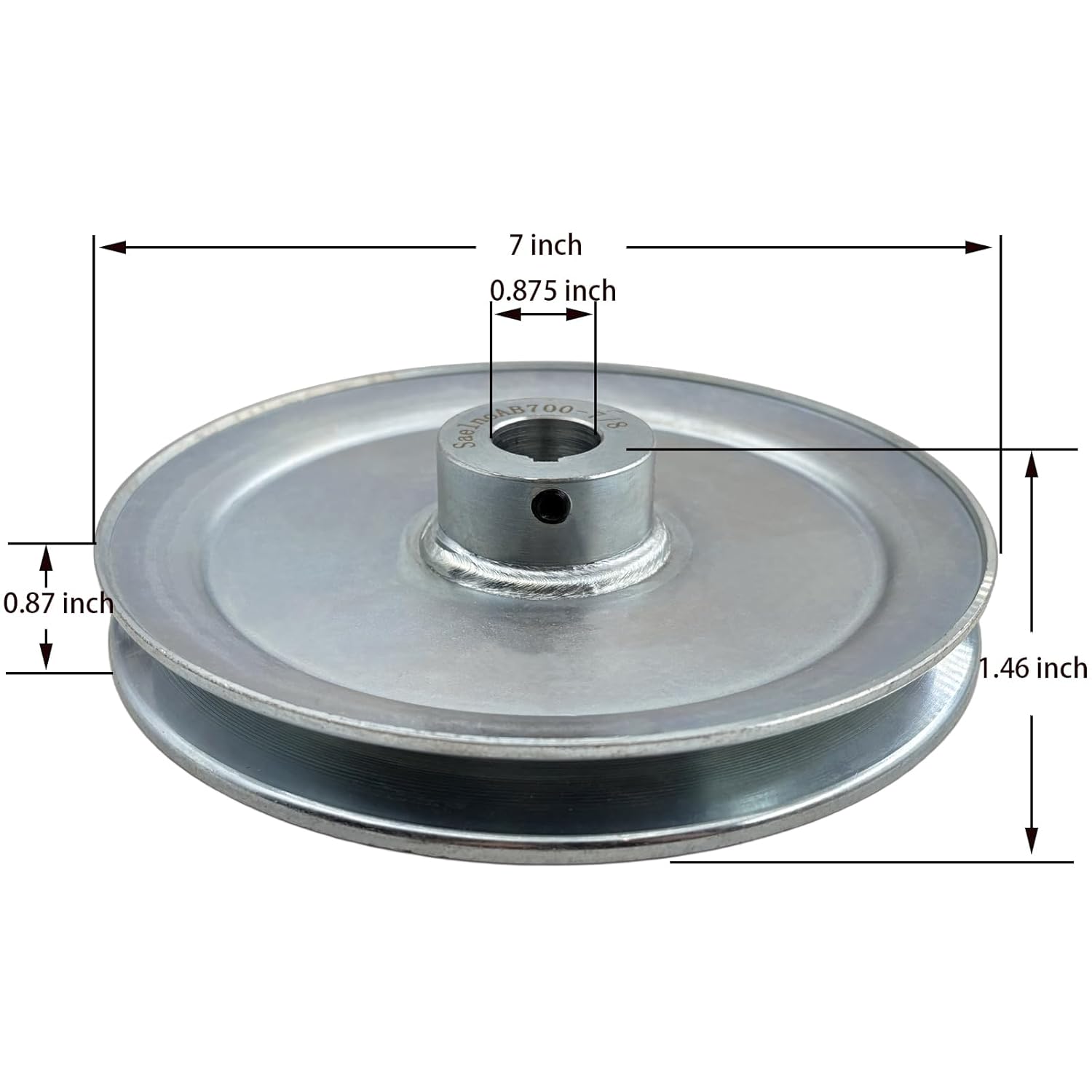 AB700-7/8 Single Groove Web Sheaves,v Belt Pulley 7/8" bore 7" OD,Motor Pulley Carbon Steel for A B 5L 4L V-Belts