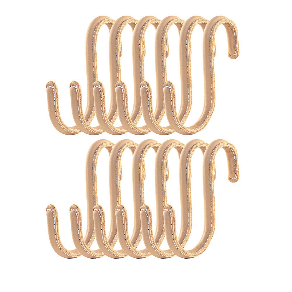Brute Strength – S-Haken mit Lederummantelung – Natur – 12 Stück