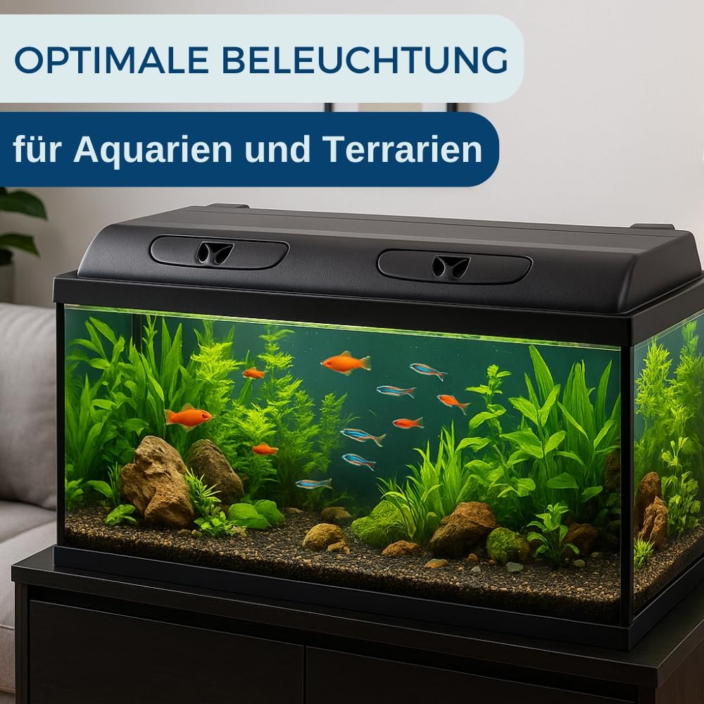 Aquarium Abdeckung LED Licht 80x35 cm Schwarz mit Beleuchtung