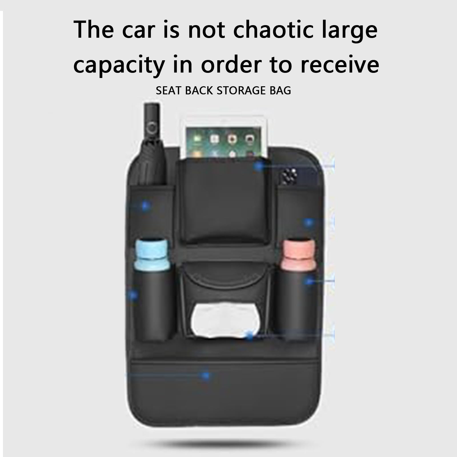 per Citroen DS3 C5 C3 C2 C4 C6, Organizzatore Sedile Auto Protezione Schienale in Pu Impermeabile 6 Multifunzione Universale Tasche Tutte Le Auto,Black