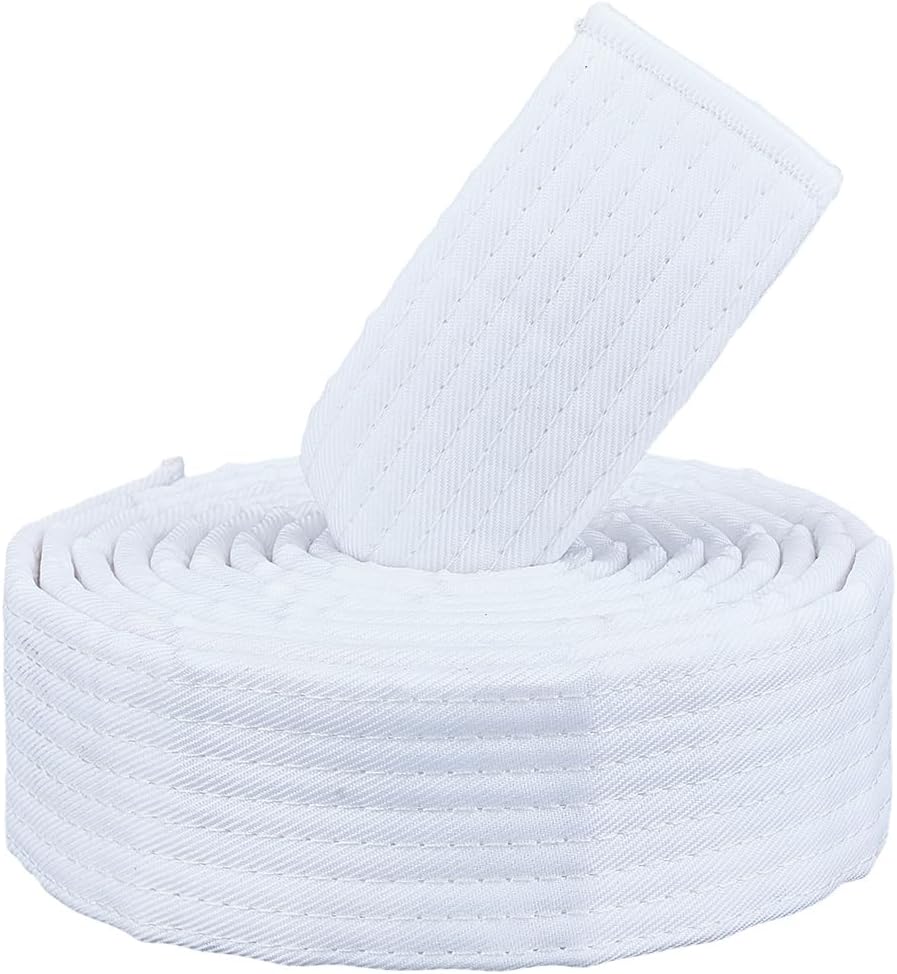 CREATCABIN White Jiu Jitsu Belts Polyester Martial Arts Belt Judo Karate TKD Aikido Uniform Ranking Belt Long Soft Universal Fit Adult Belts for Taekwondo Hapkido Sports Training Equipment 7.21ft