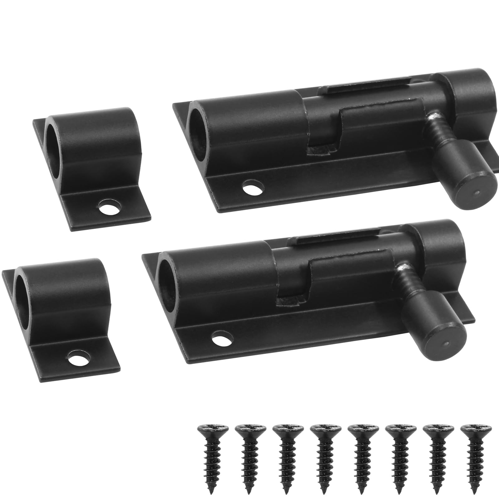 Piutouyar 2 Pcs 2 Inch Barrel Bolt Latch, Heavy Duty Sliding Door Latch Aluminum Alloy Mini Slide Bolt Latch Small Sliding Lock Door Lock for Security Gate Warehouse Garage Door Latches(Black)