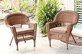 Jeco Wicker Chair with Brown Cushion, Set of 2, Honey/W00205-