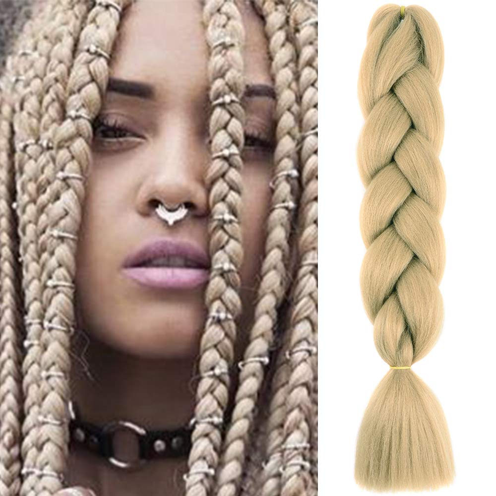 1PCS 60cm Extensiones para Trenzas Africanas 100g Extensiones de Pelo Sintético para Hacer Trenzado Cabello Kanekalon Jumbo Braid Crochet Twist Braiding (Rubio oscuro)