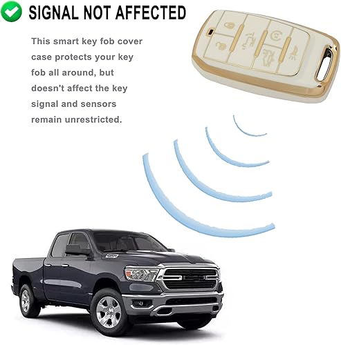 Miniatura 7 de Funda para llavero para RAM 1500 2019-2020, protector de piel, accesorios de funda de entrada sin llave (negro)