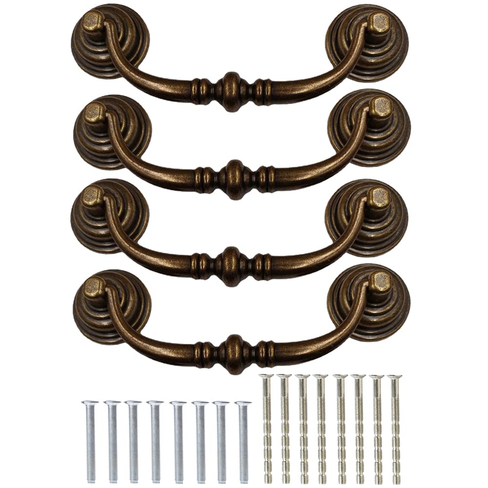 4 Maniglie Vintage Per Mobili - Nero Antico, 65x46 Mm, In Lega Di Zinco Per Cucina E Cassetti - Foto 7