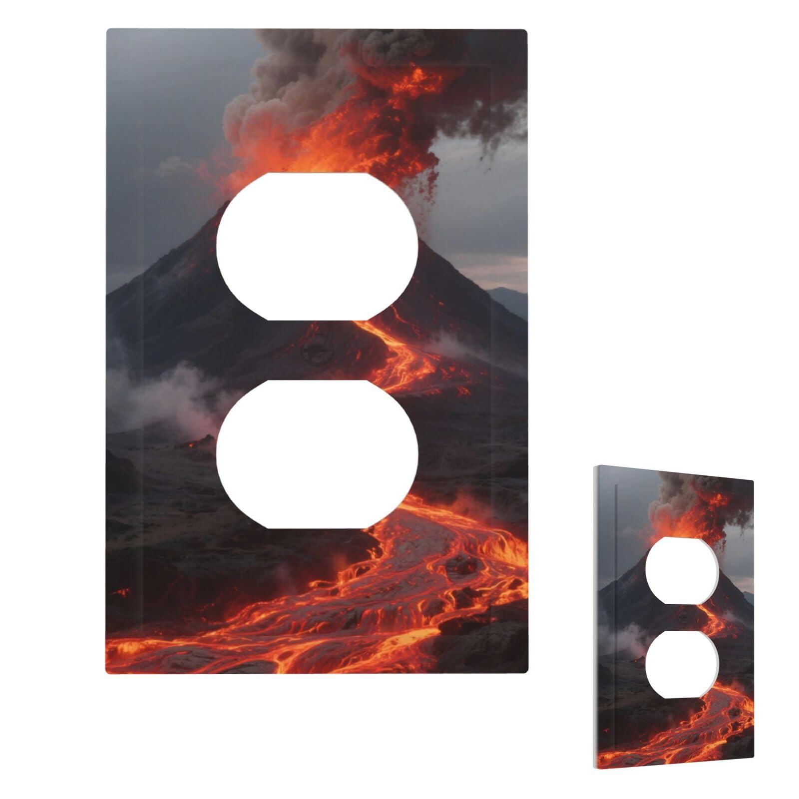 Volcano Wall Plate Cover Modern Decorative 1 Gang Light Switch Cover Unbreakable Receptacle Outlet Covers For Living Room Bedroom Home Decor Duplex