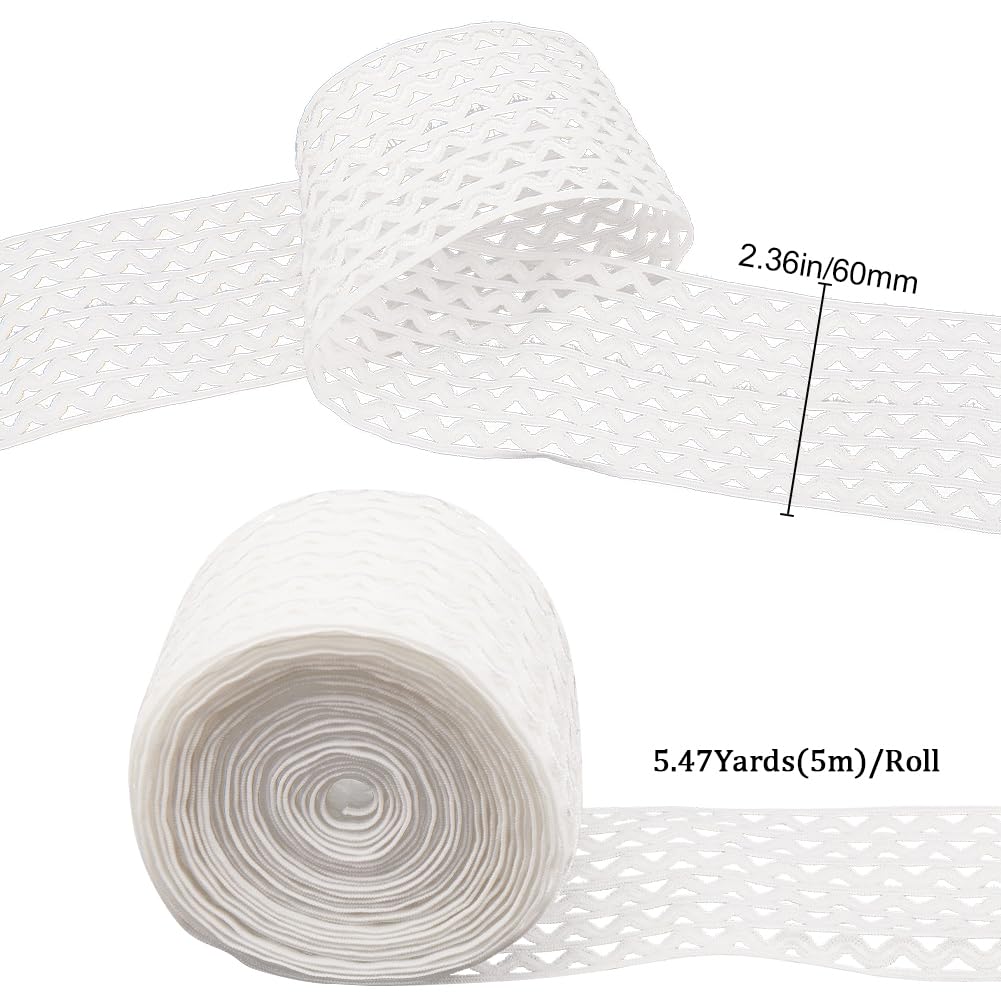 GORGECRAFT 5m 6cm Wide White Wave Elastic Cord Striped Elastic Band Rick Rack Waistband Flat Stretchy Webbing Sewing Knitting Strap Trim Ribbon for DIY Crafts Headband Bags - Image 2