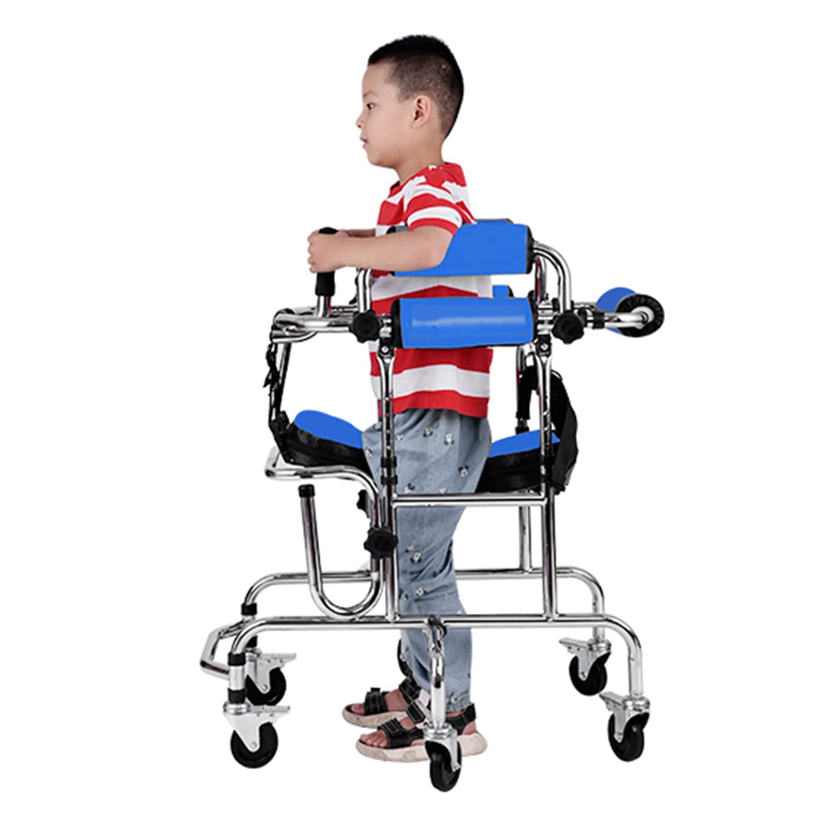 Andador portátil para niños con parálisis cerebral, andador de rehabilitación, andador de 6 ruedas, andador con 6 ruedas para ejercicios de rehabilitación, 80-120 cm