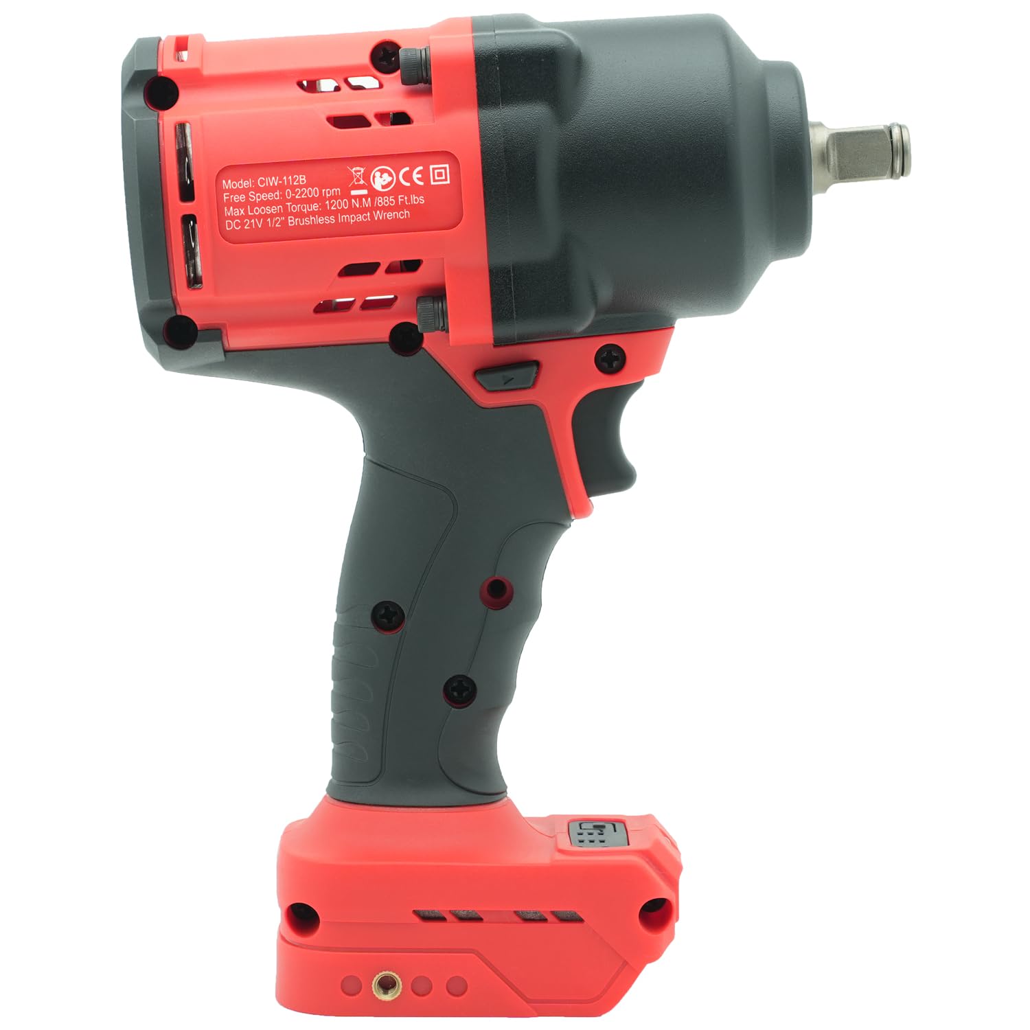 CIW-112B-DW Avvitatore a percussione senza fili da 1/2" per batteria Dewalt da 18 V, avvitatore a percussione elettrico senza spazzole ad alta coppia, avvitatore a percussione con velocità a 4