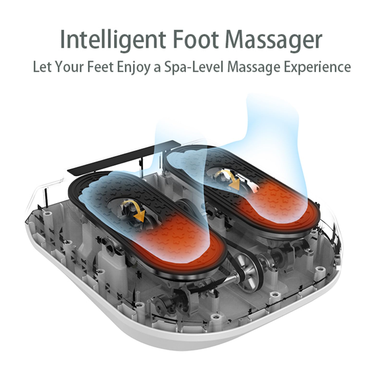 RIDAEX Masajeador de pies con Control Remoto, compresa Caliente para pies, máquina de Terapia de pies infrarroja, masajeador de pies, 5 Modos y Ajuste de 10 velocidades,Orange
