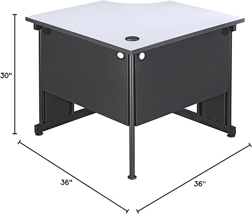 Miniatura 2 de Global Industrial Escritorio esquinero de 36 pulgadas de ancho, parte superior con acabado gris