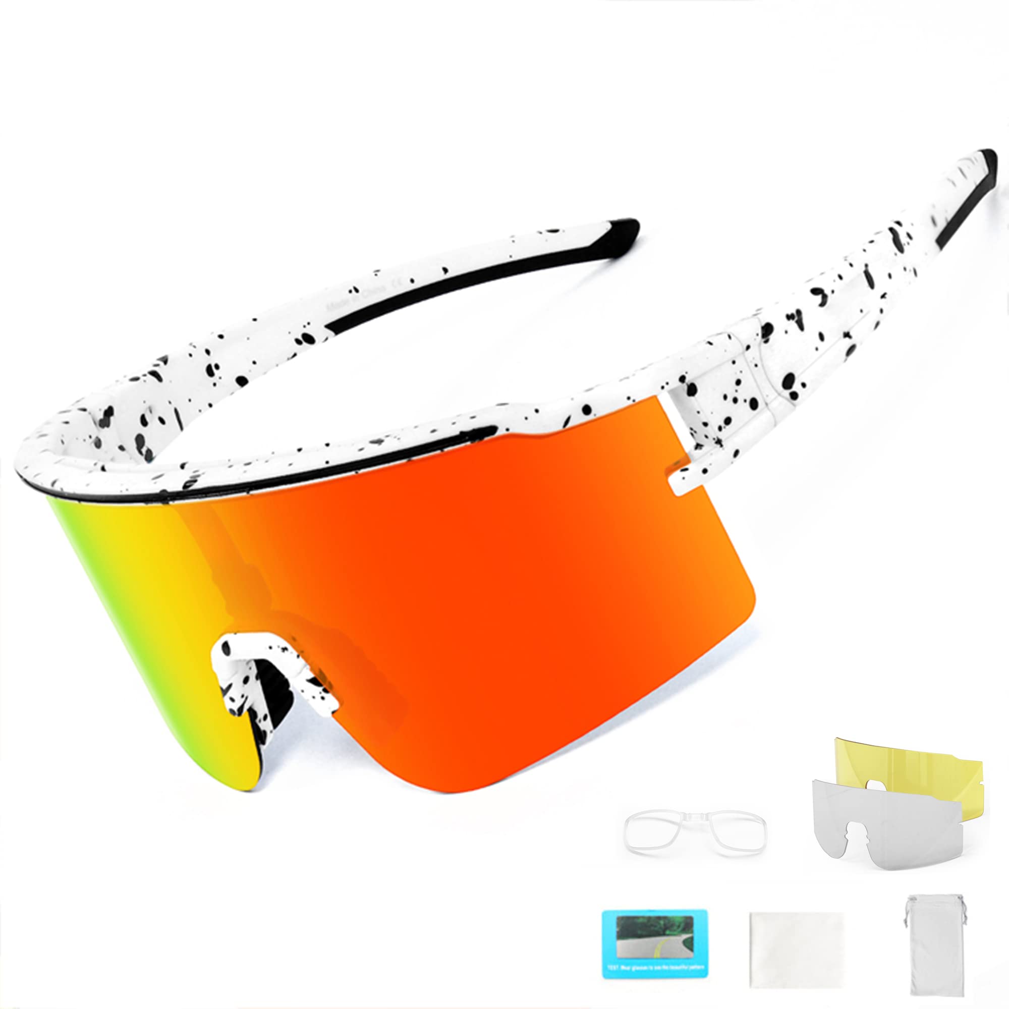 ZHABAO Polarized Cool Sunglasses with 3 Interchangeable Lens, Sports Glasses for Baseball Driving Cycling