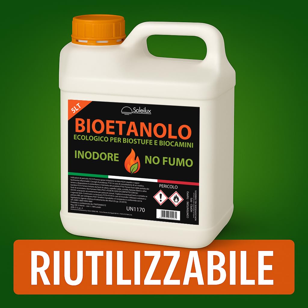 Bioetanolo combustibile per stufe Bio 4 taniche da 5lt - inodore no fumo naturale no zolfo