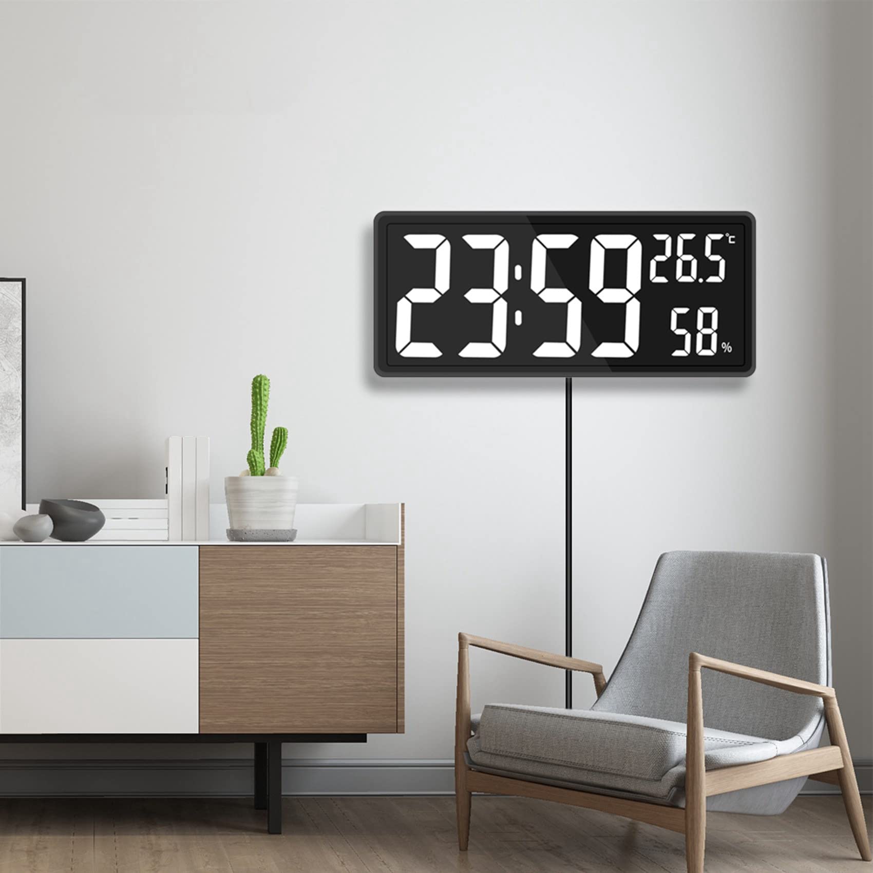 3 x cyfrowy zegar ścienny LED, wyświetlacz z dużymi cyframi, temperatura wewnętrzna i wilgotność, do wiejskiego, , klasy, zielony