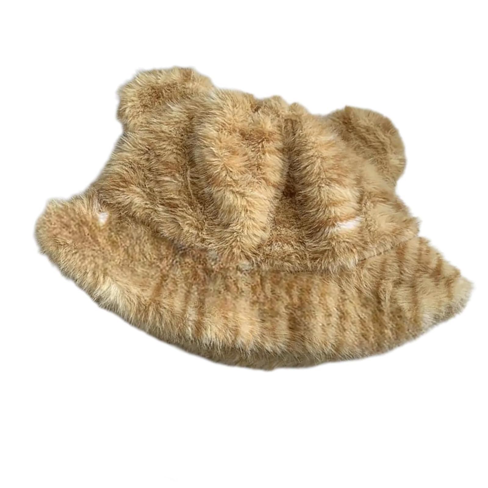 Bear Ear Plush Hat Travel Friendly Hat Unisex Animal Hat Soft Furry Hat for Women and Kids