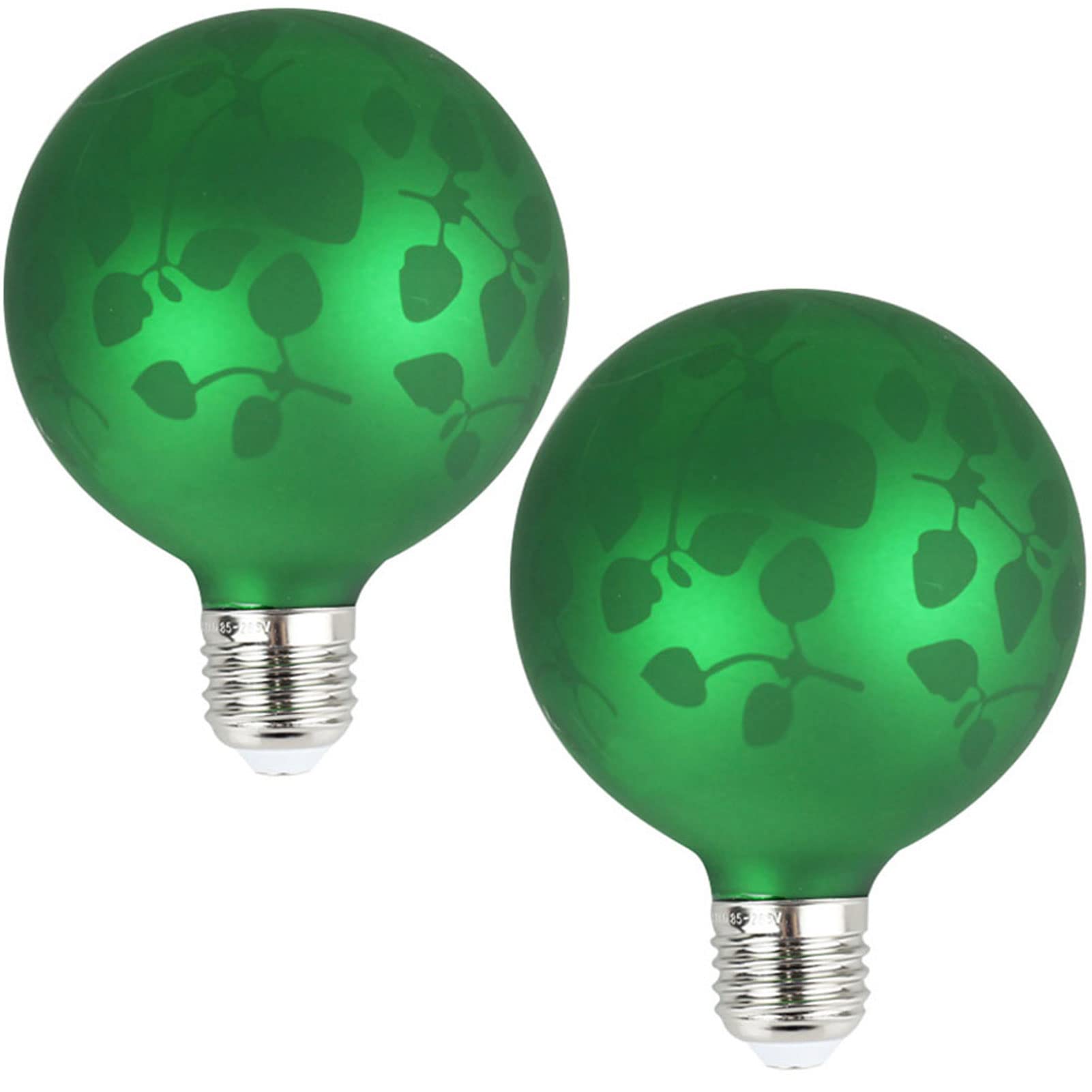 G95 Light Bulb E26 4W Equivalent 40W, Warm White 2300K, Green Leaf LED Light Bulb, for Home Light, Festive Mood Lights, 220 Lumens, E26 Medium Base, G95 LED Decorative Bulbs, 2-Pack