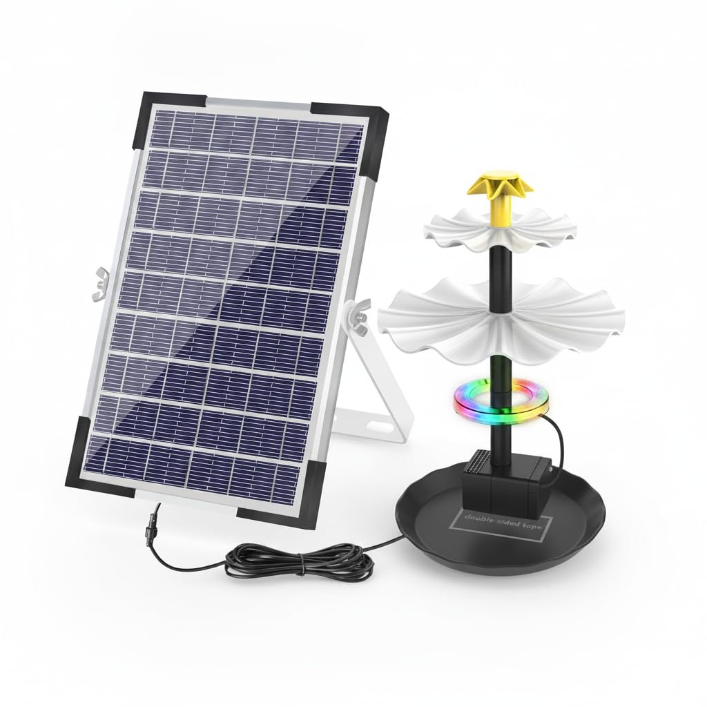 Bomba de agua solar flotante de 5W y 9V con luces LED para jardín exterior