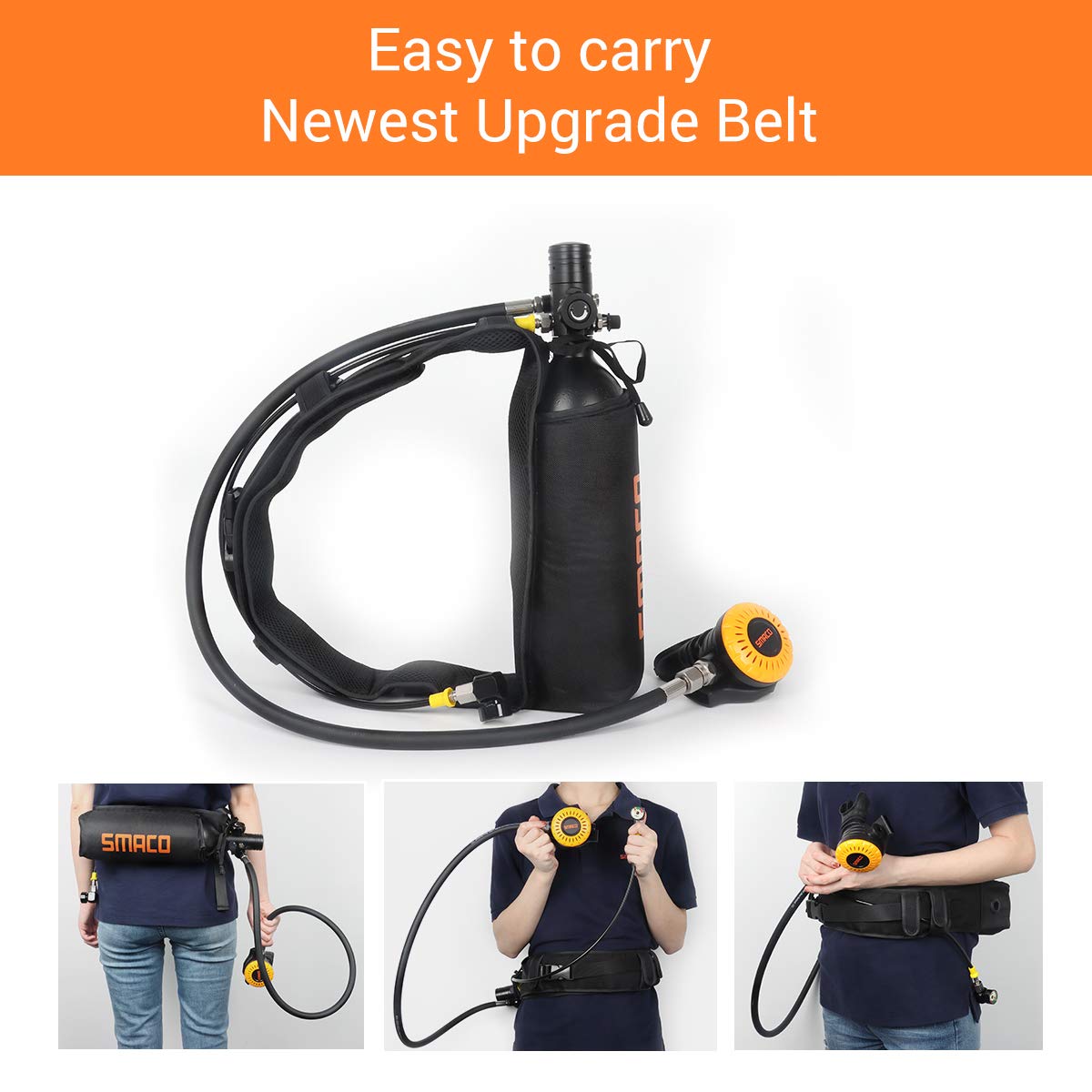 SMACO Scuba Tank Diving Gear for Diver 1L Mini Scuba Tank Oxygen