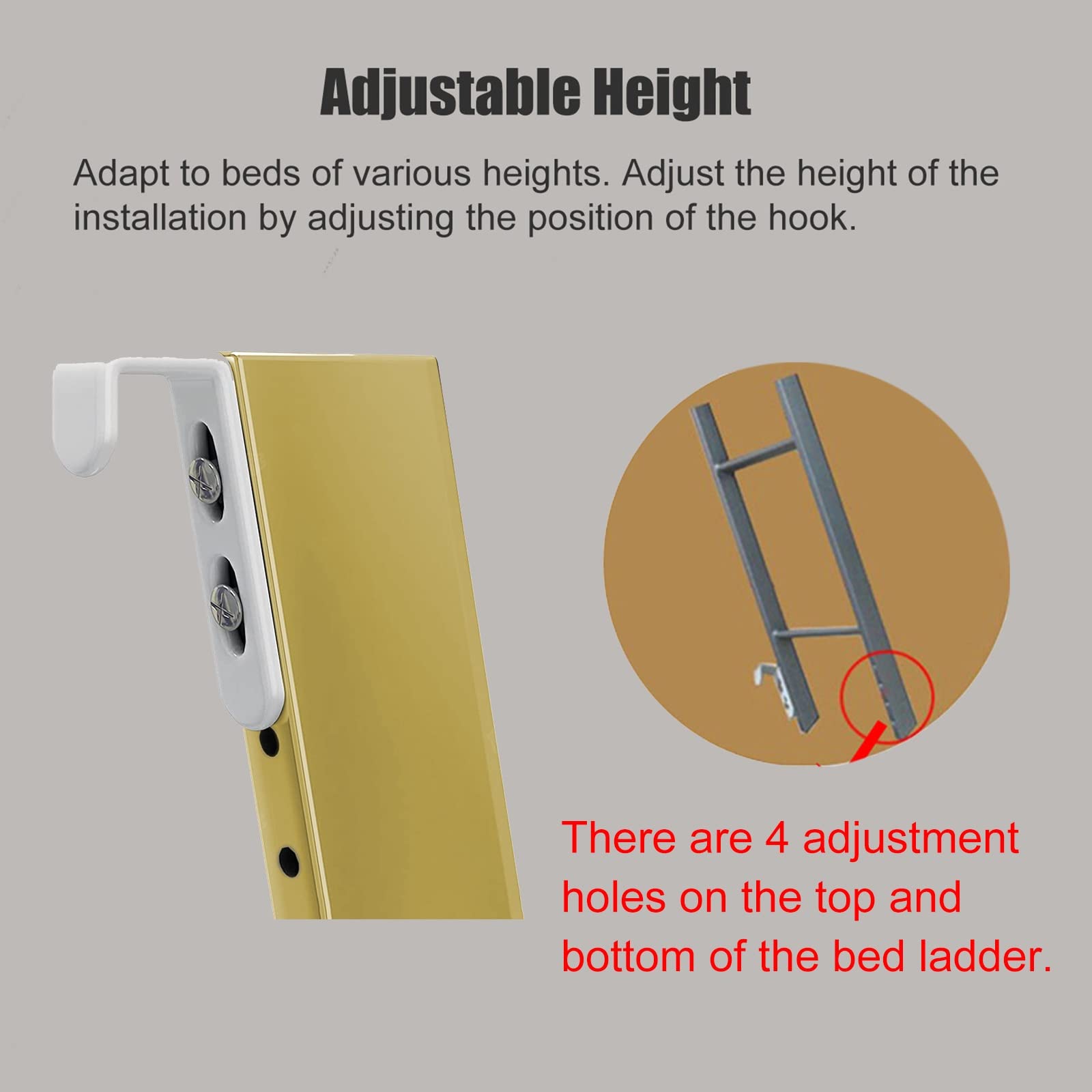 Scaletta per Letto a Castello in Metallo Sospesa in Oro con Ganci Regolabili, Scaletta per Salire di Sicurezza per Camper/Casa/Scuola per Adolescenti/Bambini/Studenti, Facile da Installare (
