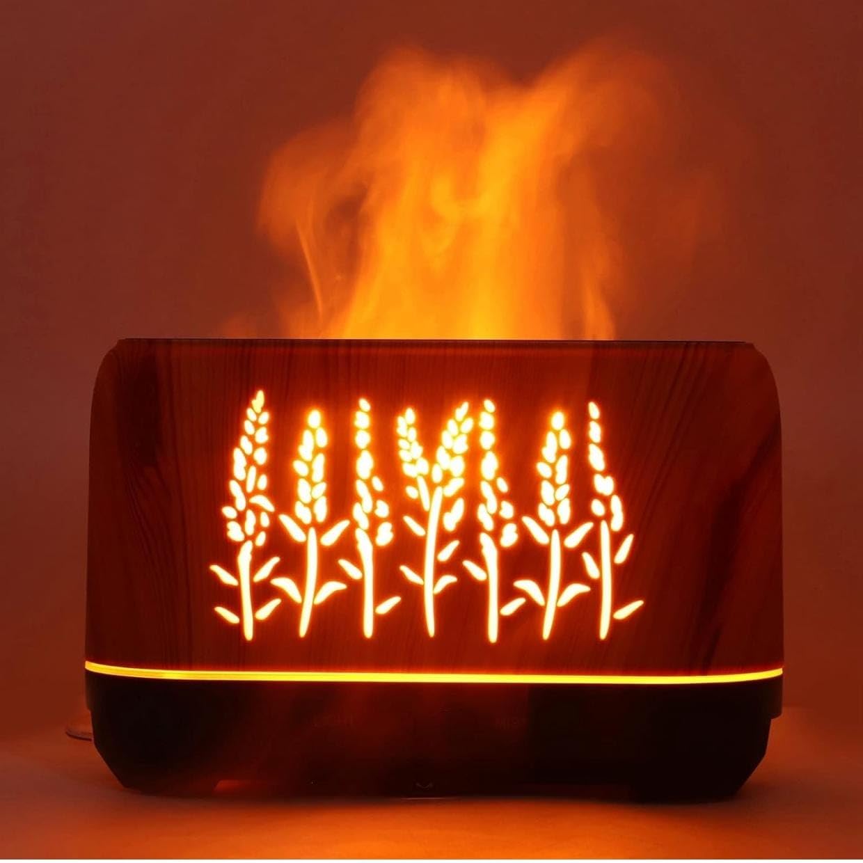 Essential Oil Diffuser, Desktop Flame Humidifier, Low Noise 200ml USB Charging Wood Grain Aromatherapy Premium Humidifier Realistic Flame Effect, Night Light, Yoga, and Gym 2
