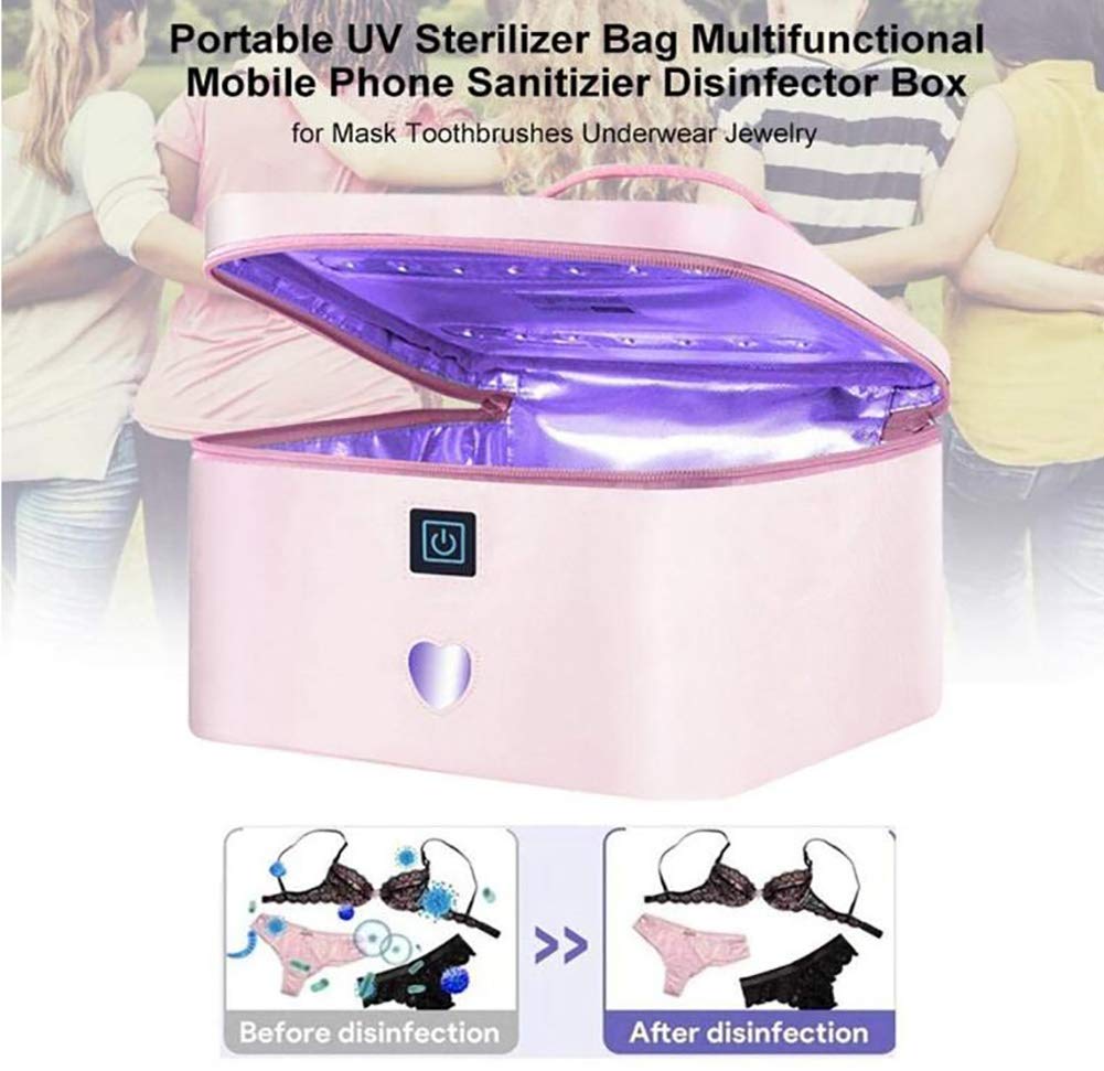 Sterilizzatore UV, Disinfezione UV Principale Piccola casa Portatile, per Scatola di sterilizzazione della Biancheria Intima della Biancheria Intima dei Gioielli （Rosa）