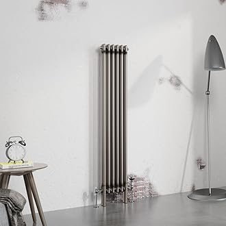 Warmehaus 1500x290mm Raw Metal Vertical Column Radiator Double Traditional Cast Iron Style Bathroom Radiator