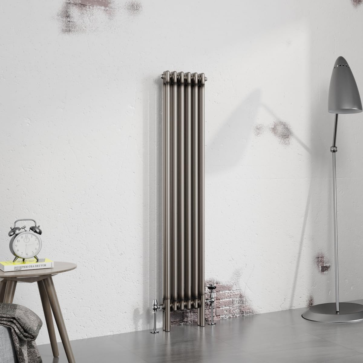 Warmehaus 1500x290mm Raw Metal Vertical Column Radiator Double Traditional Cast Iron Style Bathroom Radiator