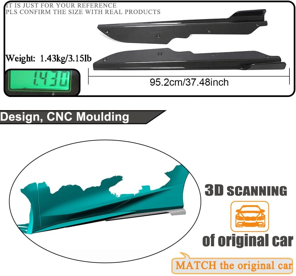 Real Carbon Fiber Side Skirts for Chevrolet Corvette C8 Stingray 2020-2023 Rocker Panel Door Extension Lips Pair Diffuser Bumper Lip Splitter