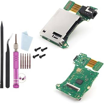RongZy Game Card Reader Board for Nintendo Switch HAC-001 Replacement Playing Card Slot for NS Switch with Headphone Jack Host Reader Slot with Repair Accessories and Screws