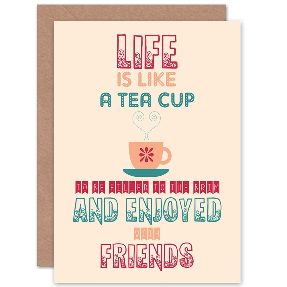 Wee Blue Coo TEA CUP LIFE FRIENDS ART GREETINGS GREETING CARD GIFT