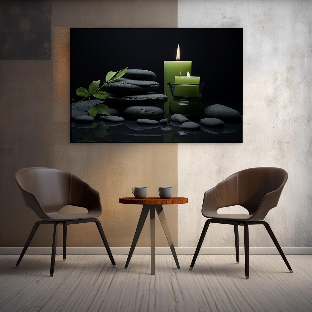 Canvas for Living room. Illuminating Serenity: A Study in Green Hues and Tranquil Tones, 27 x 18 inch Canvas Wall Art - Contemporary Masterpieces - Modern Home Decor - 69x46 cm (27x18 inch)