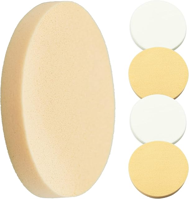 4 Packs White Makeup Sponge Round Face Paint Sponge Set Washable Powder Puff Foundation Sponges for Liquid Makeup Dry and Wet Dual Face Latex Makeup Beauty Reusable Make up Pads for Adults