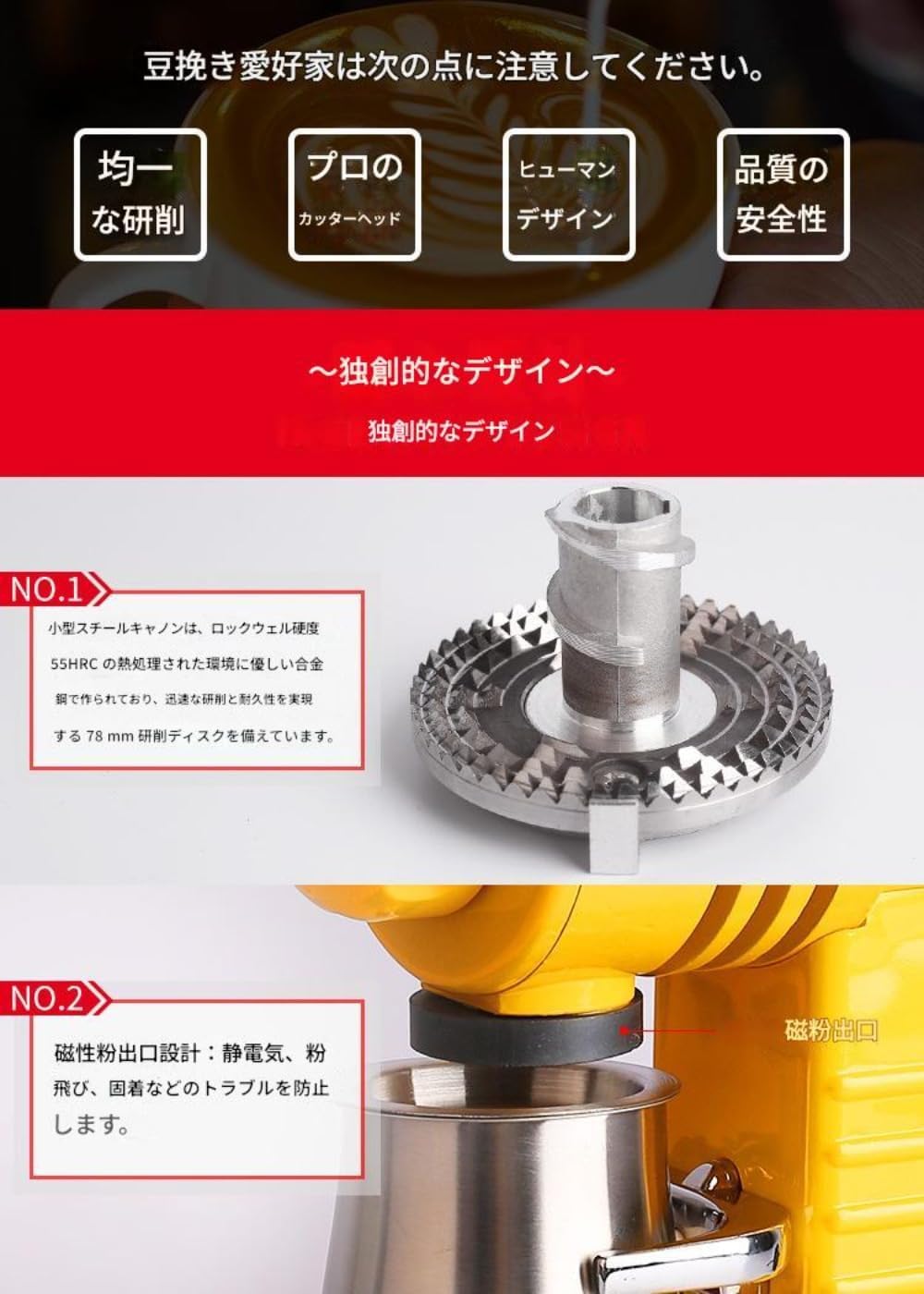 Brfveob コーヒーグラインダ 電動コーヒーグラインダー 美味しい珈琲を 