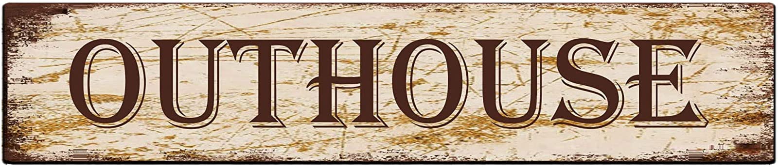 peiyeety Outhouse Vintage Metal Tin Sign, 4x16 Inch Rustic Bathroom Wall Decor, Retro Street Sign for Home, Cabin, Garage, Bar, Farmhouse, Patio, Man Cave, Waterproof Tin Sign, Durable Wall Art