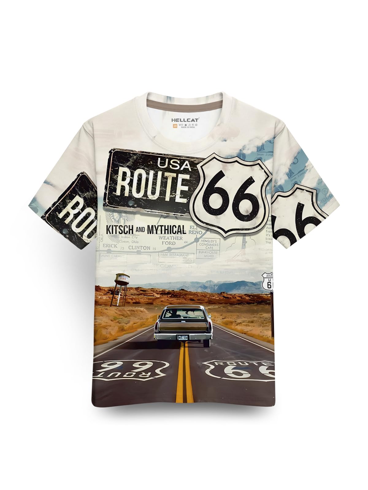 HELLCAT Trendy Front & Back Graphic Printed Cotton Blend Half Sleeve Premium Round Neck Tshirt for Boys