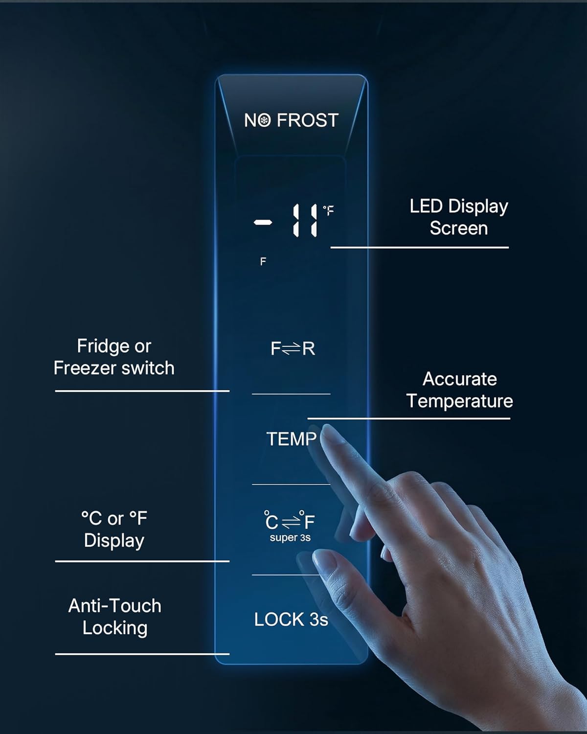 Upstreman 11.0 Cu.Ft. Upright Freezer, Convertible Freezer Refrigerator with Smart Electronic Control, Frost Free, Energy Star, Quiet Operation, Stand Up Freezer for Homes, Office, Garage-UP11