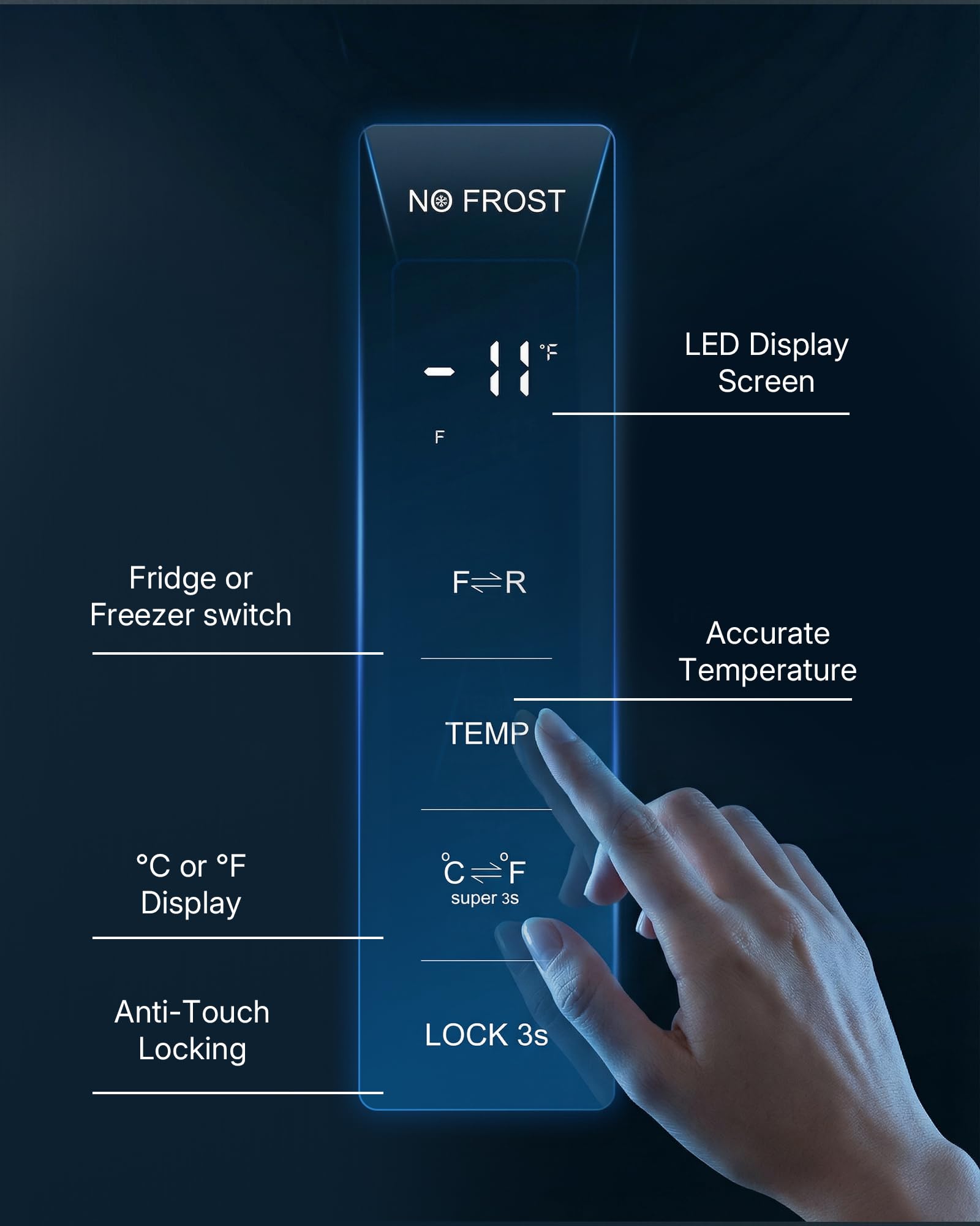 Upstreman 10.8 Cu.Ft. Upright Freezer, Convertible Freezer Refrigerator With Smart Electronic Control, Frost Free, Quiet Operation, Stand Up Freezer For Homes, Office, Garage-Up11 on Fridge.com - View 5