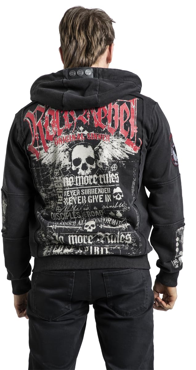 Rock Rebel by EMP Hombre Capucha con cremallera Original Sinners Chaqueta con capucha Gris
