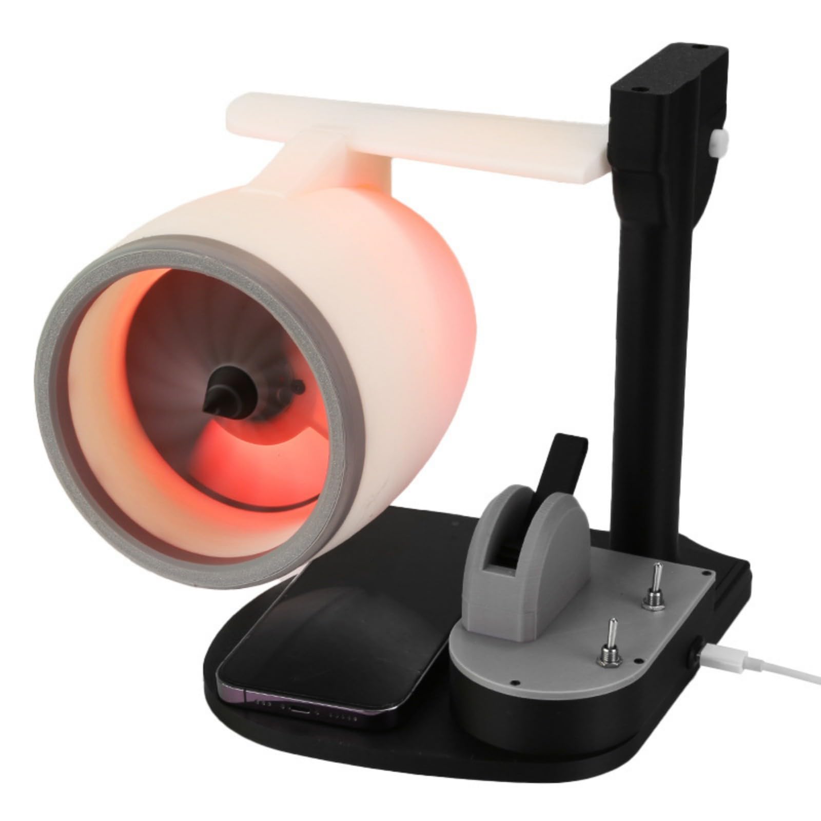 Ventilatore da tavolo con design aeronautico con alimentatore mobile integrato, alimentato tramite USB, vento forte e basso rumore, per casa e ufficio