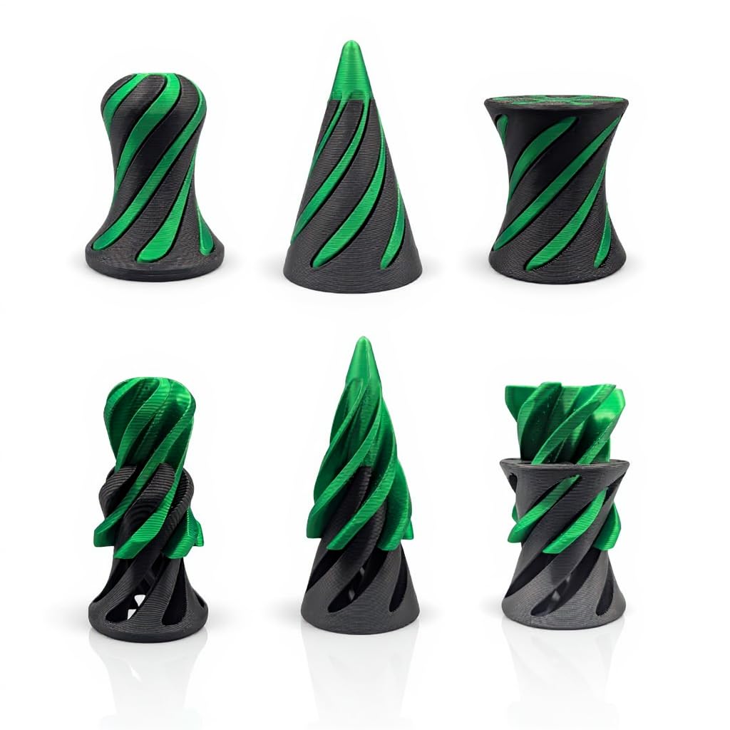 Triformia 3Pcs Impossible Spiral Desk Fidget - 3D Printed Stress Relief & Focus Accessory for ADHD and Autism Support (Candy Green)