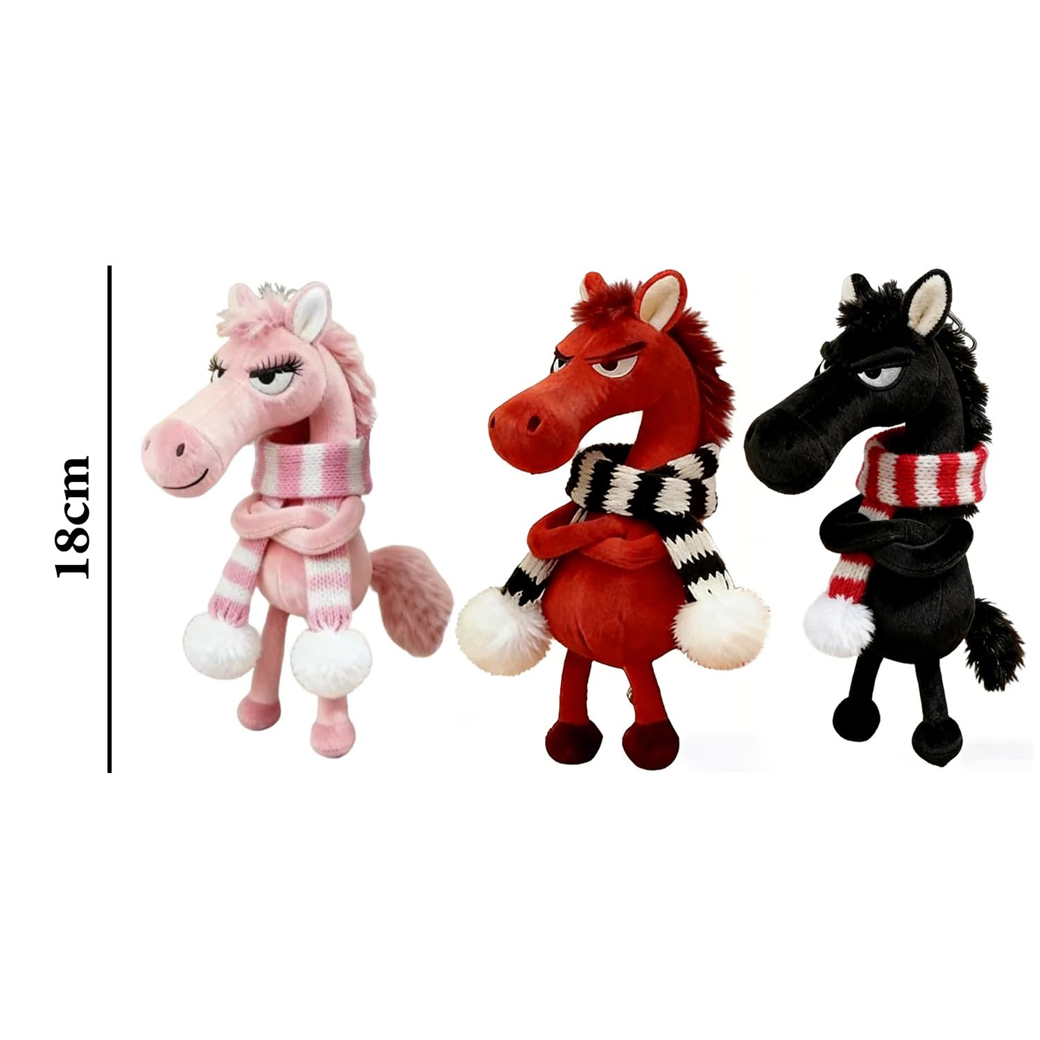 Mascotte 2026 Anno del Cavallo Portachiavi Cavallo Peluche, Talismano Rosa/Nero/Rosso, Per Chiave Zaino Borsa, Regalo Compleanno Donne Uomini Bambini Ciondolo Animale - 4