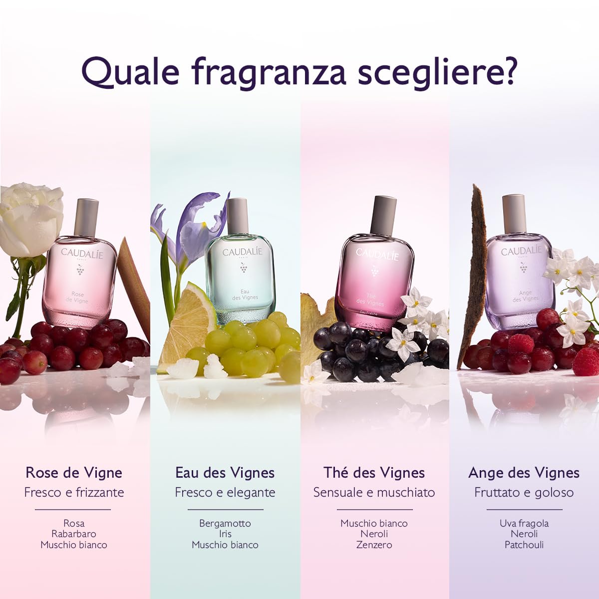 Caudalie Acqua Profumata Thé des Vignes – Fragranza Dolce e Sensuale, Note di Zenzero Neroli e Muschio Bianco, 92% Ingredienti di Origine Naturale, Senza Coloranti, Vegano, 50 mL