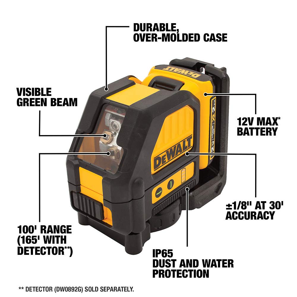 DEWALT 12V MAX Laser Level, Cross Line Laser, Green (DW088LG) — Amazon image 3