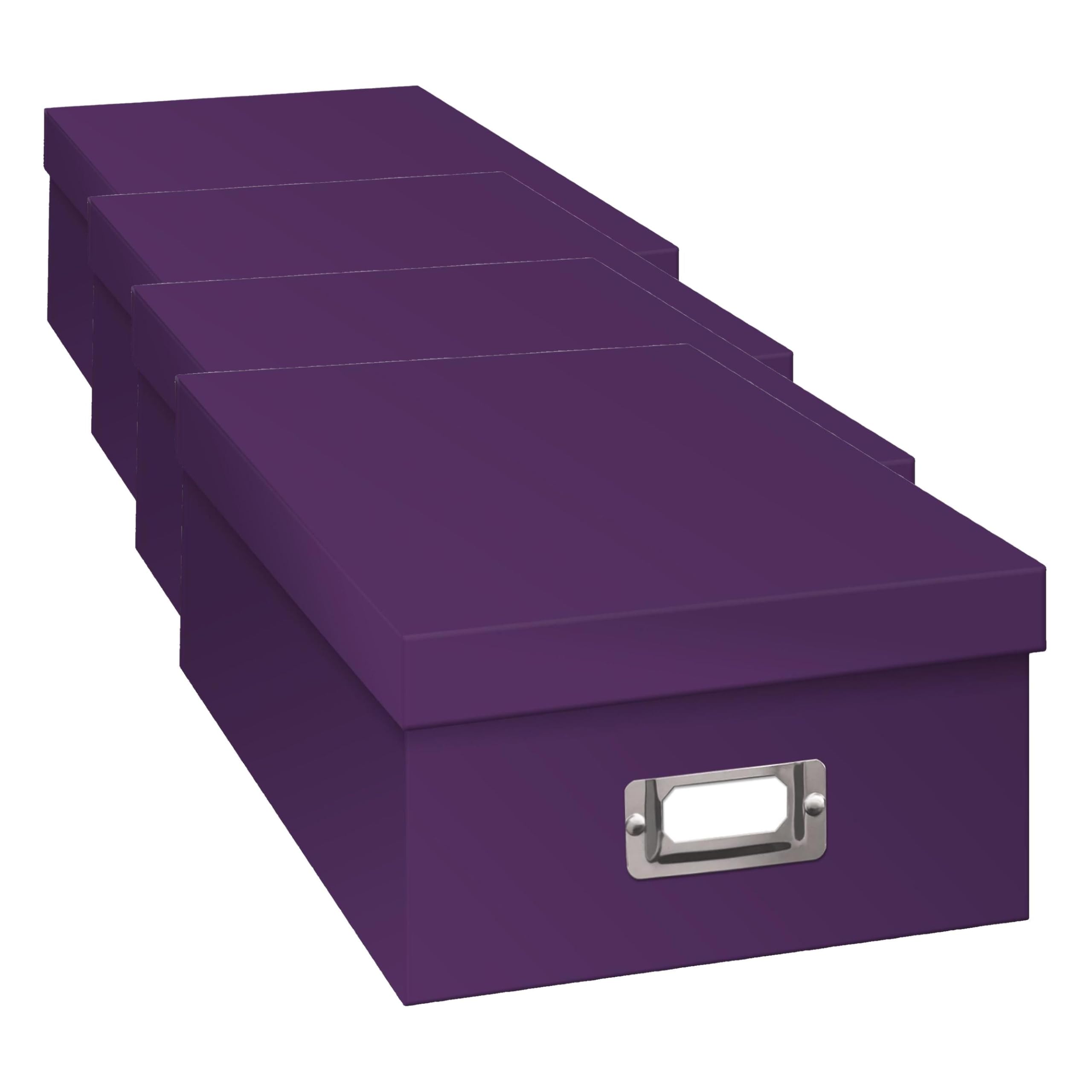 Pioneer B-1 Photo/Video Storage Box - Holds over 1,100 Photos up to 4x6" or 10 VHS Videos, Solid Color: Bright Purple. (Pack of 4)