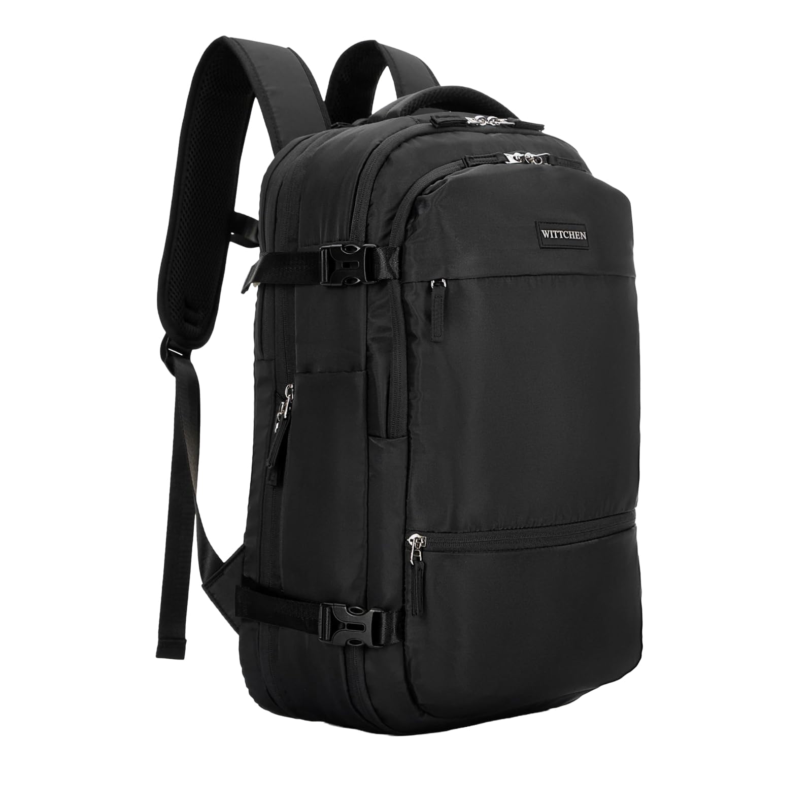 WITTCHEN Erweiterbarer Flugzeug-Rucksack | 32L Handgepäck Rucksack | Wasserabweisender Laptoprucksack 17 Zoll | Reiserucksack Handgepäckgröße | 47 × 32 × 14–18 cm
